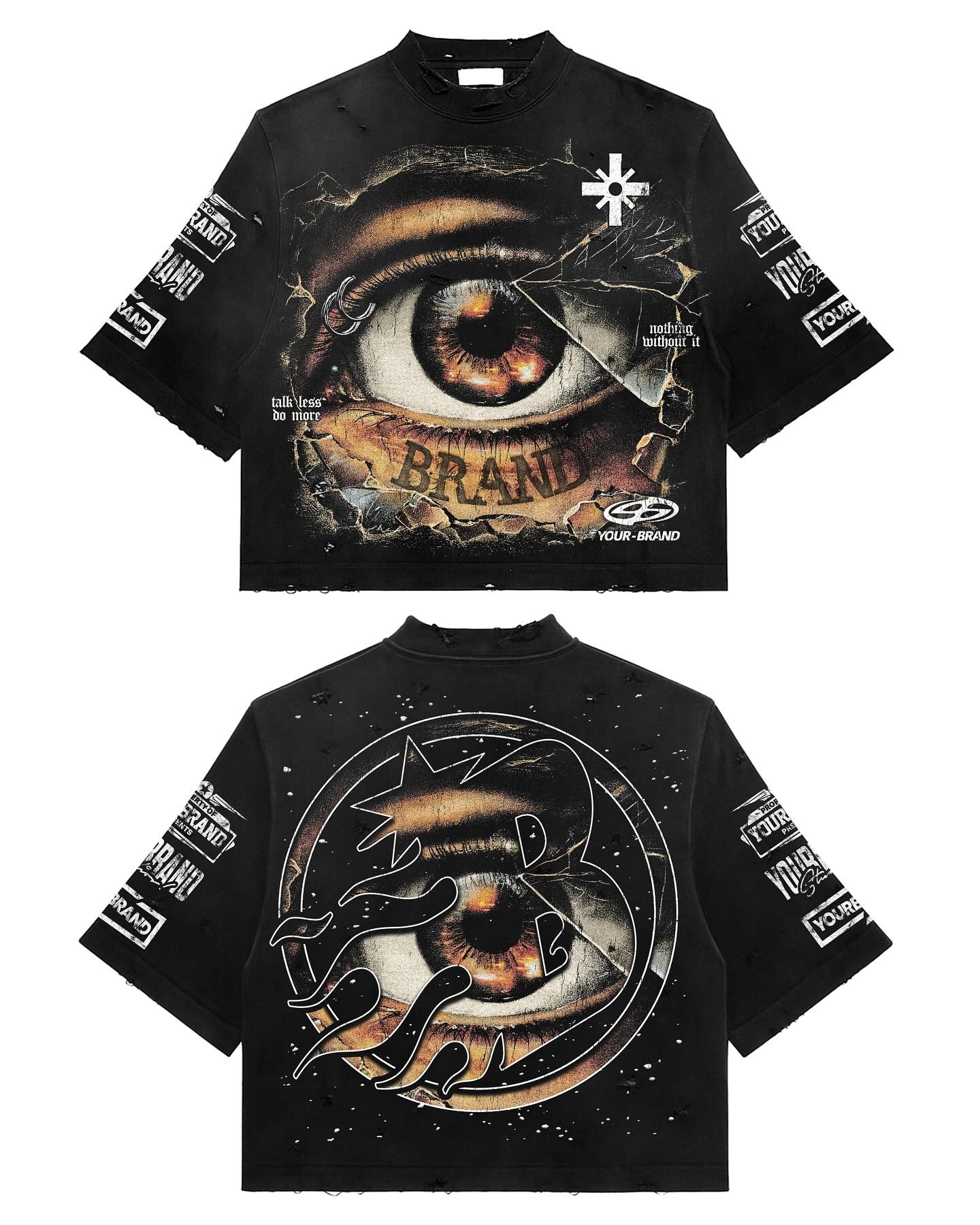 T-shirts-1พิมพ์ลายกราฟิกแบบระเหิดสีดำ