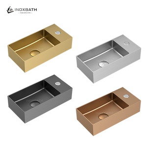 バスルームシンク長方形形状デザイン洗面台ステンレス鋼304表面バニティ洗面台 - Product Image 1