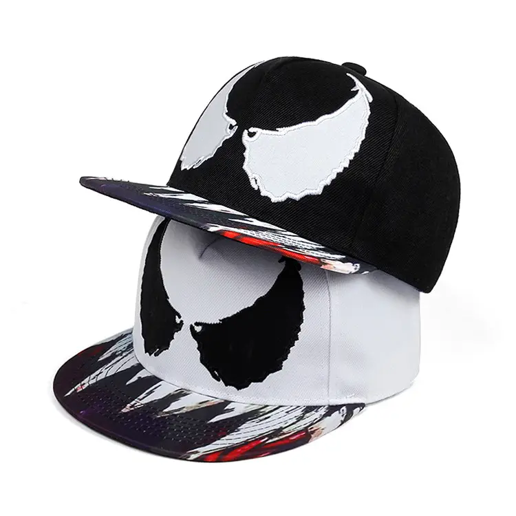 Guangdong factory top level personalizza cappellini snapback di marca cappellino snapback di personalità bianco nero ricamato piatto