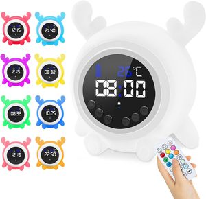 <strong>Bulk</strong> RGB Atmosphere Light Alarm Clock Bedside Lamp Brightness Adjustable Smart Desk Table Alarm Clock