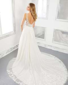 Ruolai WTH095 Newest Design A-line Bridal Gown V Neck Backless Royal Train Wedding Dress <strong>2025</strong> Vestido De Novia - Product Image 2