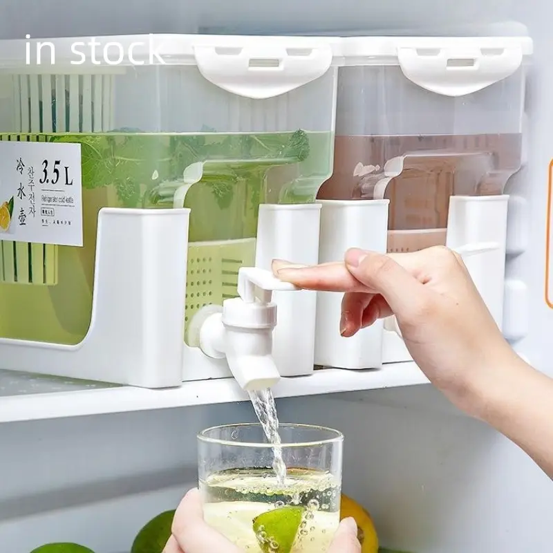 3,5 l Kunststoff-Getränkesp ender mit Zapfen Kühlschrank Getränk Iced Juice Limonaden behälter für den täglichen Gebrauch von Familien partys