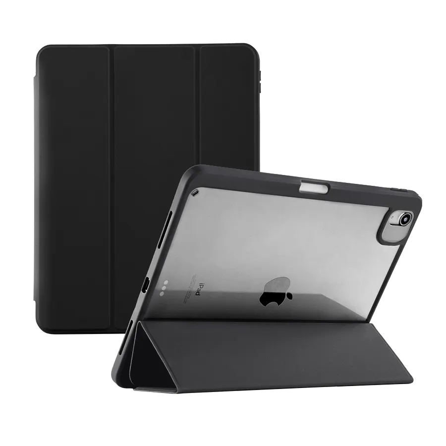 แท็บเล็ตฝาครอบใสอะคริลิคใส,ที่ใส่ดินสอพับได้สามทบสำหรับ Apple Ipad 5 Case Ipad Air 2 Cover