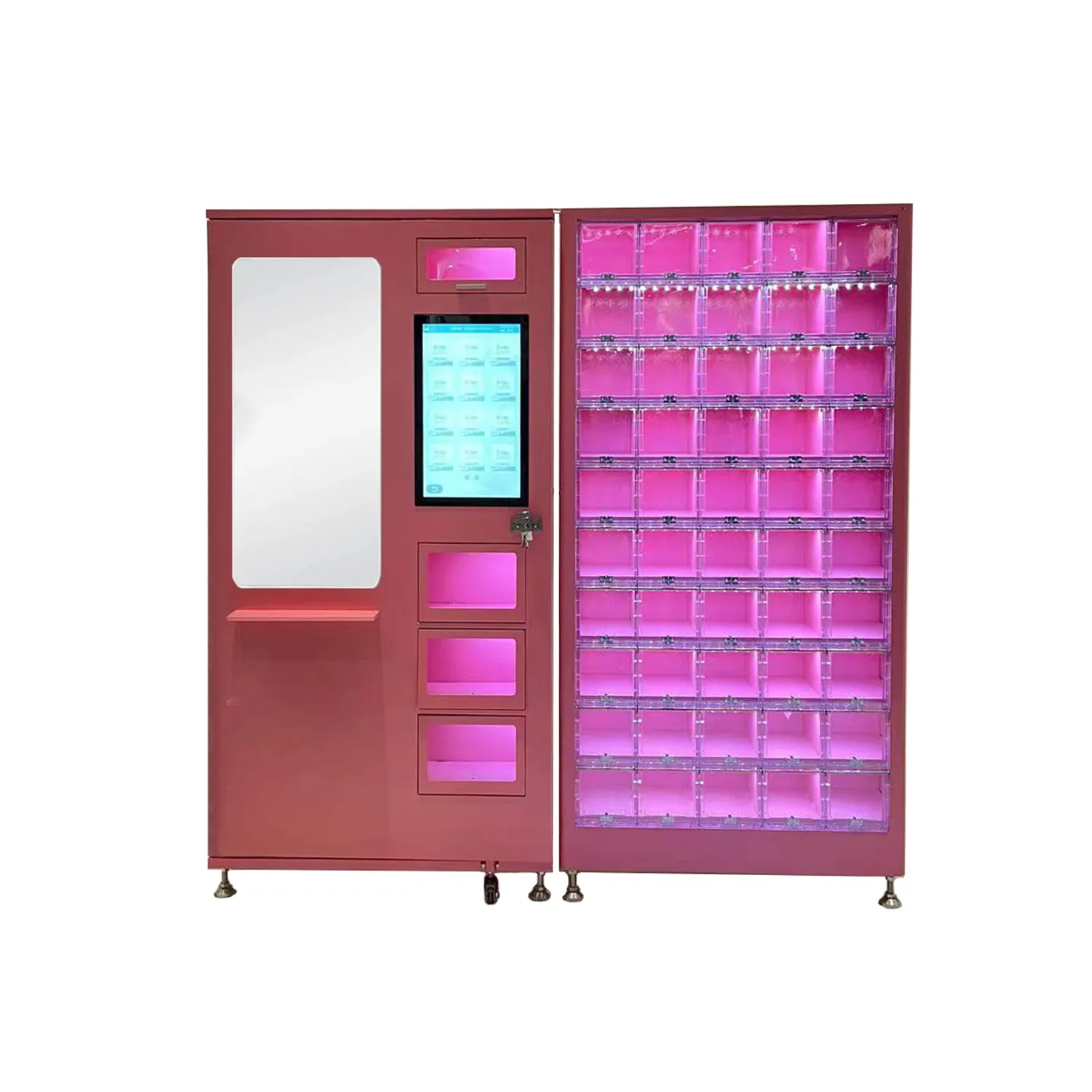 Armadietto distributore automatico rosa accetta servizio ordine OEM armadietto di alta qualità distributore automatico schiavo 3 giorni di lavoro regalo, cosmetici XY