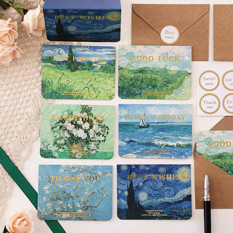 Cartes de vœux de la série Peintures célèbres - Envoi avec enveloppe