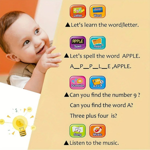 Bambini che imparano il tablet educazione precoce con schermo a LED francese I-pad learning machine giocattolo multifunzione per studio musicale interattivo - Product Image 3