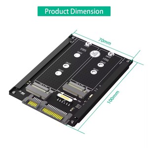Dual <strong>M</strong>.<strong>2</strong> <strong>B</strong> <strong>Key</strong>/<strong>B</strong>&amp;<strong>M</strong> <strong>Key</strong> SSD to <strong>2</strong>.5&quot; SATA III with Frame Bracket - Retain MSATA SSD As 7mm <strong>2</strong>.5&quot; SATA Drive - Product Image 3