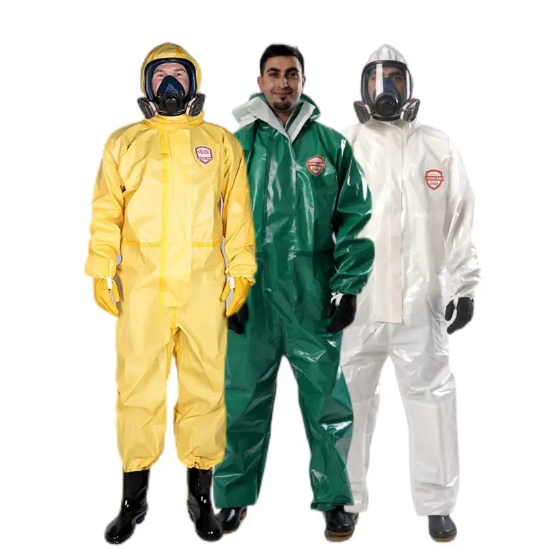 ชุดป้องกันสารเคมี Hazmat แบบ3ชนิด,ชุดป้องกันอันตรายจากชีวภาพแบบใช้แล้วทิ้งชุดป้องกันชุดป้องกัน PPE