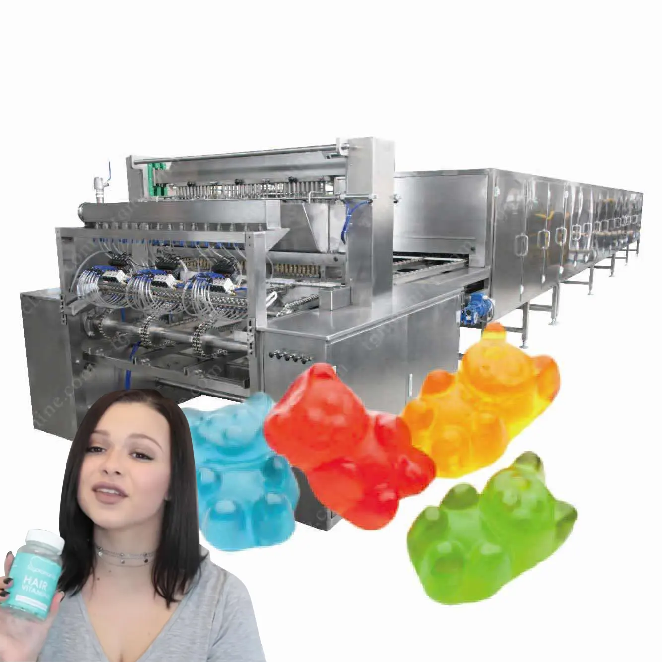 Otomatik Vitamin Gummies şeker yapma makinesi/şekerleme üretim hattı yumuşak şeker yapma makineleri ekipmanları