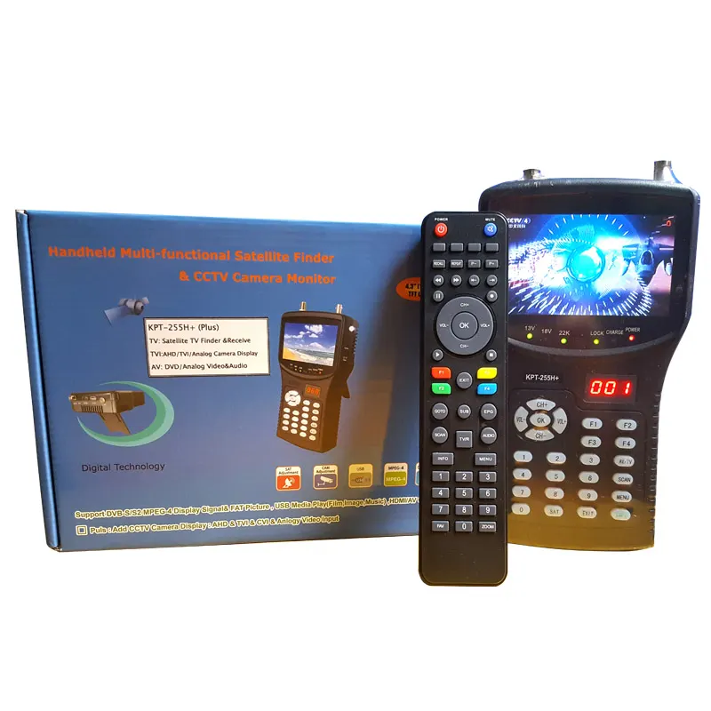 KPT-255H + led handheld sat finder medidor DVB-S/s2/MPEG-2/4 hd imagem satélite digital sinal satélite satfinder