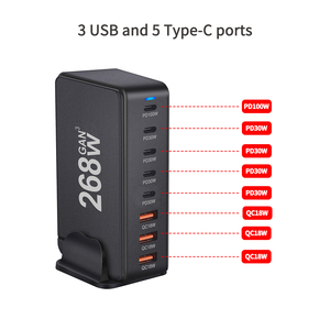 268W GaN Charger 8 <strong>in</strong> <strong>1</strong> USB C Desktop Family Phone Charging Station for Multiple Devices Charging Ports with EU/US/<strong>AU</strong> Plug/UK - Product Image 3