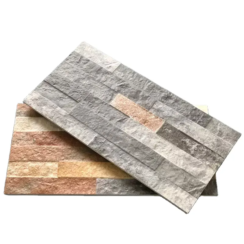 Außenbereich Innenausstattung Keramik Wand Bodenfliese Steinziegel Textur 3D-Effekt geprägte matte rutschfeste Oberfläche für Gebäudeinrichtung