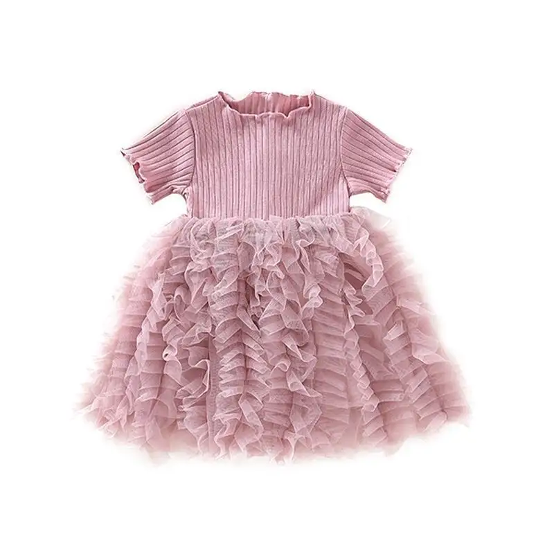 Été 2023 nouvelle robe d'été pour enfants robe chérie princesse jupe en gaze bouffée patchwork robe gâteau été