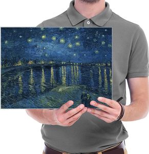 Tranh in vải hiện đại Wieco - Đêm đầy sao trên sông Rhône của Van Gogh - Bản sao tranh sơn dầu nổi tiếng để trang trí nhà cửa và văn phòng - Product Image 5