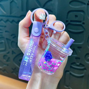 חם מכירה keychain קריאטיב יד אקרילי ביד בקבוק שרשרת מקלדת נוזלית מותאם אישית