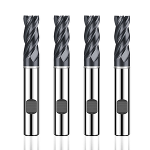 Azzkor TGA HRC65 Solid Carbide 4 Flutes End Mill CNC Cutter Tool for Metal <strong>Weldon</strong> Shank Flat Square Milling Cutter Router Bits - Product Image 1