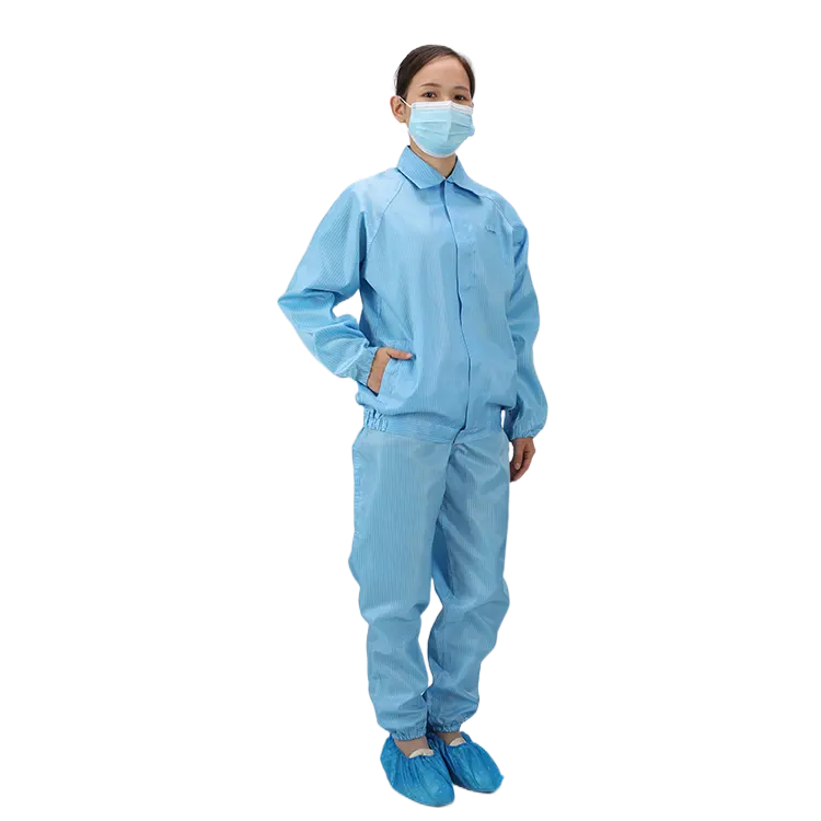 Unisex maniche lunghe Clean Room Esd giacca con pantaloni per abbigliamento da laboratorio antistatico