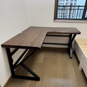 Mesa de madera en forma de L, escritorio de oficina de madera, mesa de ordenador, estudio, escritura, escritorio de estudio, estación de trabajo para oficina en casa - Product Image 2