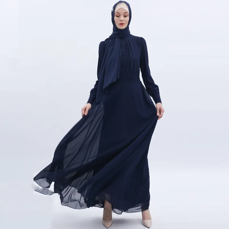 2019 New design poka dot chiffon abaya Ladies long dress Muslim arabic woman Dress Dubai islamic clothing