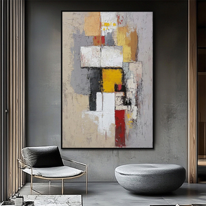 Duvar dekoratif el yapımı Cityscape akrilik blok soyut geometrik boyama quamodern Arte Modern tasarım - Product Image 3