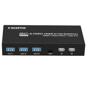 SY KVM Switch HDMI Caja de 2 puertos, 8K @ 60Hz USB3.0 HDMI2.1 Switch para 2 computadoras Compartir teclado Ratón Impresora y un monitor HD - Product Image 1