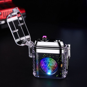 Transparent case Waterproof Watch <strong>Lighter</strong> Electronic Pulse Creative <strong>Clock</strong> Rechargeable <strong>Lighter</strong> Dual Arc - Product Image 2