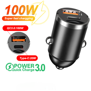 Aluminum Zinc Alloy 100W PD USB Type C Car <strong>Charger</strong> QC 3.0 4.0 Dual Port for Universal Phone Mini Fast Charging Car Adapter - Product Image 2