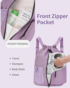 Mochila deportiva y de gimnasio con cordón y compartimento para zapatos Bolsa de playa y natación resistente al agua para mujeres y hombres