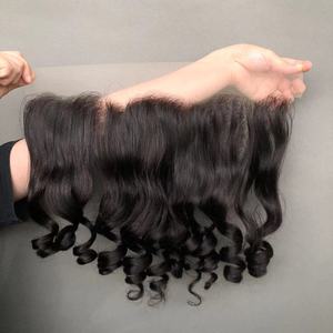 卸売ヘアベンダー生キューティクルアラインヘア100% 本物の真の髪を編むスイスレースハーフスプリングカール正面閉鎖