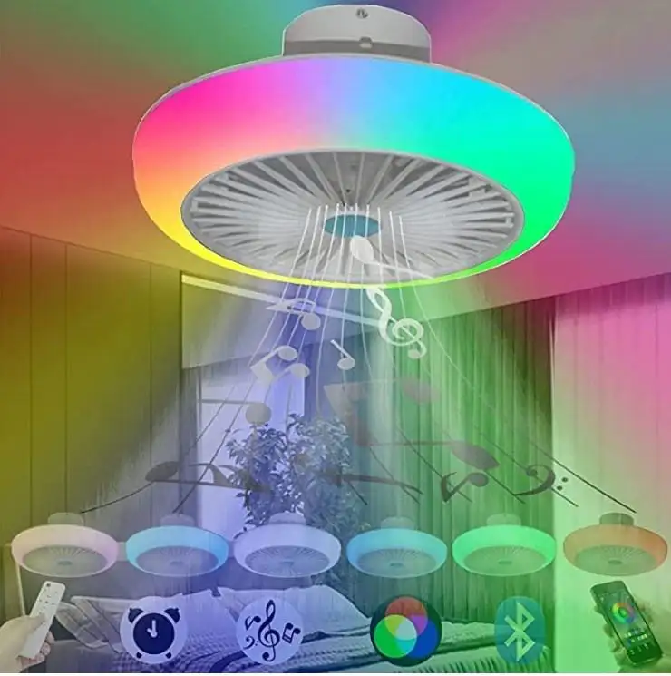 Smart Fancy Fan Lamp moderna camera da letto per interni illuminazione domestica telecomando App lampadari a sospensione plafoniera a Led Rgb
