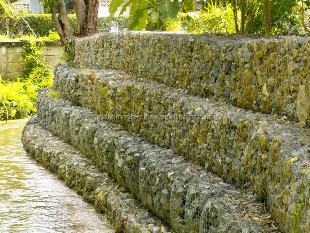 Stone cage wall/5x1x1m Peru gaviones price/galvanized gabion box size from anping