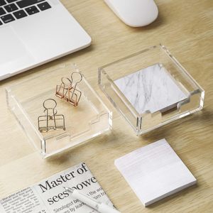 Bền vuông rõ ràng Memo Sheets Organizer Acrylic <span class=keywords><strong>notepad</strong></span> Box cho bàn phụ kiện - Product Image 2