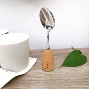 Buche Holz Geschirr mit Holzgriff Messer Gabel Löffel Smiley Besteck für Zuhause