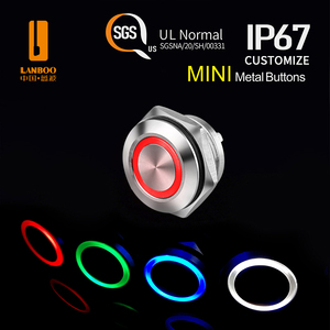 LANBOO 12-22QC 12 16 19 22MM Mini breve tatto impermeabile momentaneo metallo Ultra-sottile interruttore a pulsante con indicatore luminoso a LED - Product Image 6