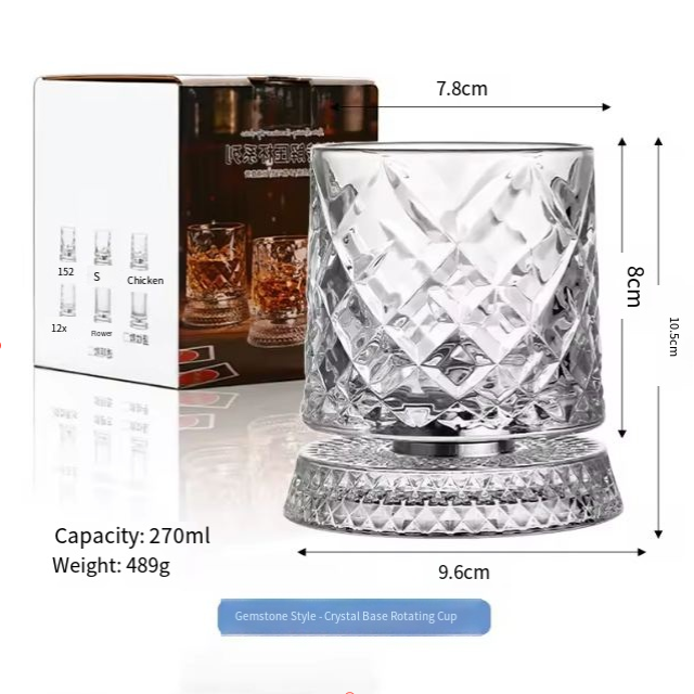 Copa giratoria con base de cristal precioso - Caja de color