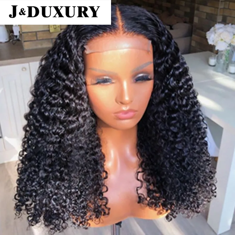 Perruque Lace Front Wig crépus bouclés, perruques de cheveux humains pour femmes noires, partie centrale naturelle, 1 pièce courte