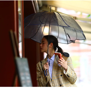创意渐变透明莲花伞曲线手柄直筒透明花瓣伞雨 - Product Image 3