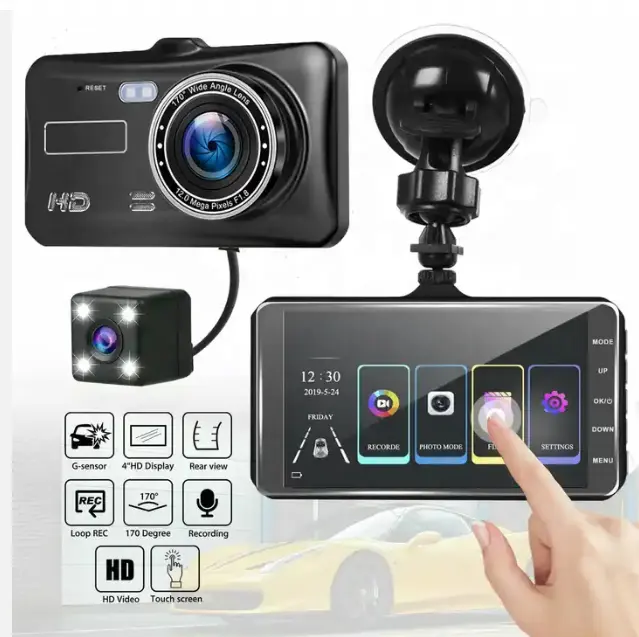 Ip Touch Screen auto Dvr doppia lente Hd 1080p Dash Cam videocamera Touch Screen nuova auto Dvr fotocamera Dashcam