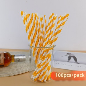 批发100件包装食品级彩色条纹创意一次性可降解纸果茶吸管 - Product Image 2