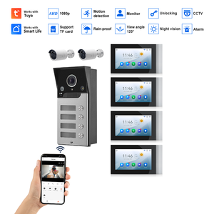 4 Unit Home <span class=keywords><strong>Security</strong></span> Systeem 1080P <span class=keywords><strong>Video</strong></span> Deurtelefoon Met Kleurencamera Pir Motion Detection <span class=keywords><strong>Intercom</strong></span> Multi-Appartement Home <span class=keywords><strong>Security</strong></span> - Product Image 2