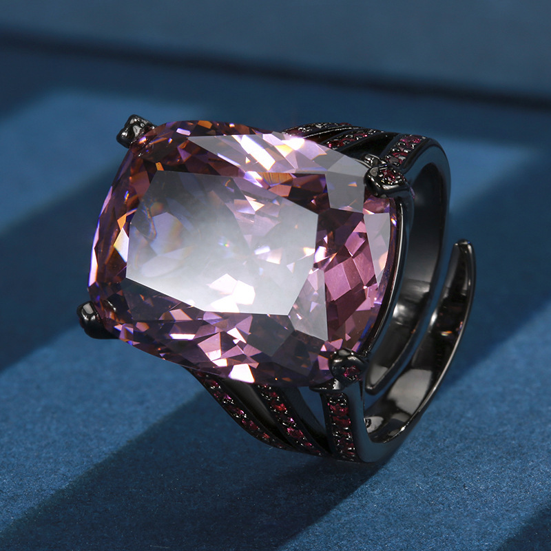 adjustable size Black gold dried rose ring