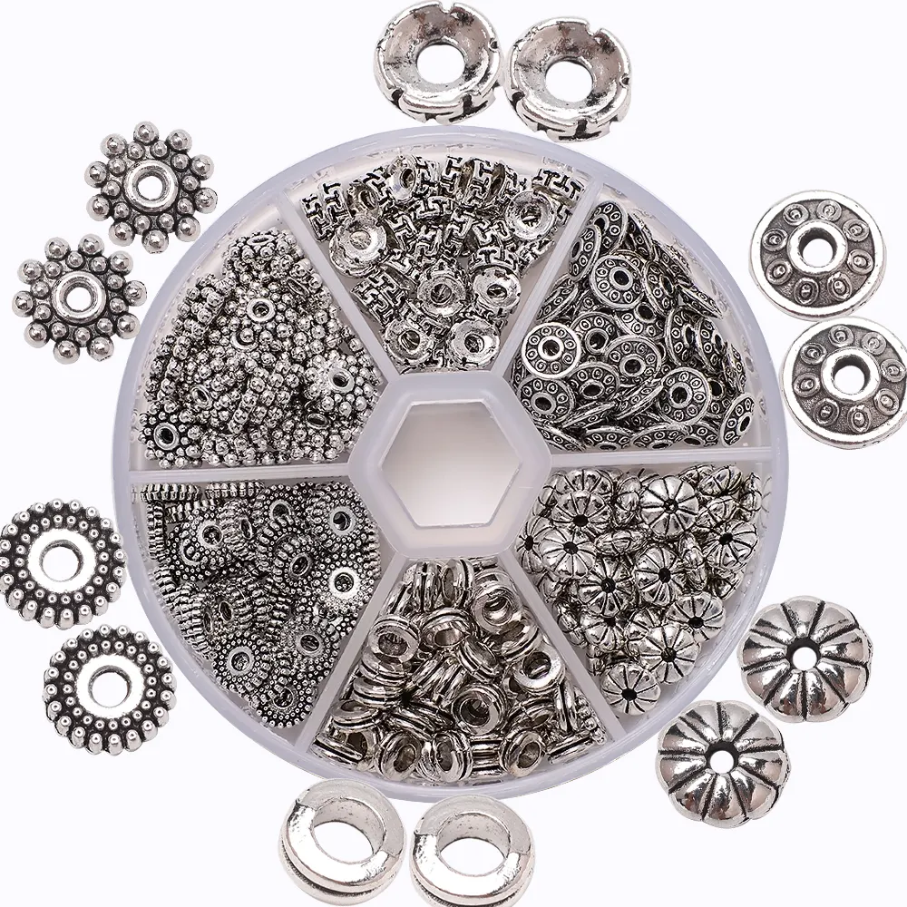 Zhubi 300 Uds dijes de plata tibetana de aleación de Zinc para la fabricación de joyas soportes de cuentas de Metal cuentas espaciadoras para pulseras joyería de moda
