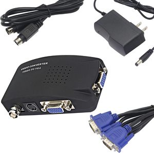 Convertidor de vídeo BNC a VGA, entrada de S-Video a salida VGA, compatible con PAL/NTSC, fácil de instalar y operar