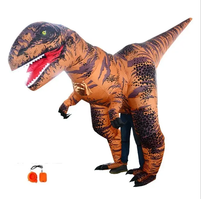 Disfraz de dinosaurio T-rex inflable Original para adultos para Halloween, fiesta de Cosplay, trajes inflables, conjunto de vestido inflado