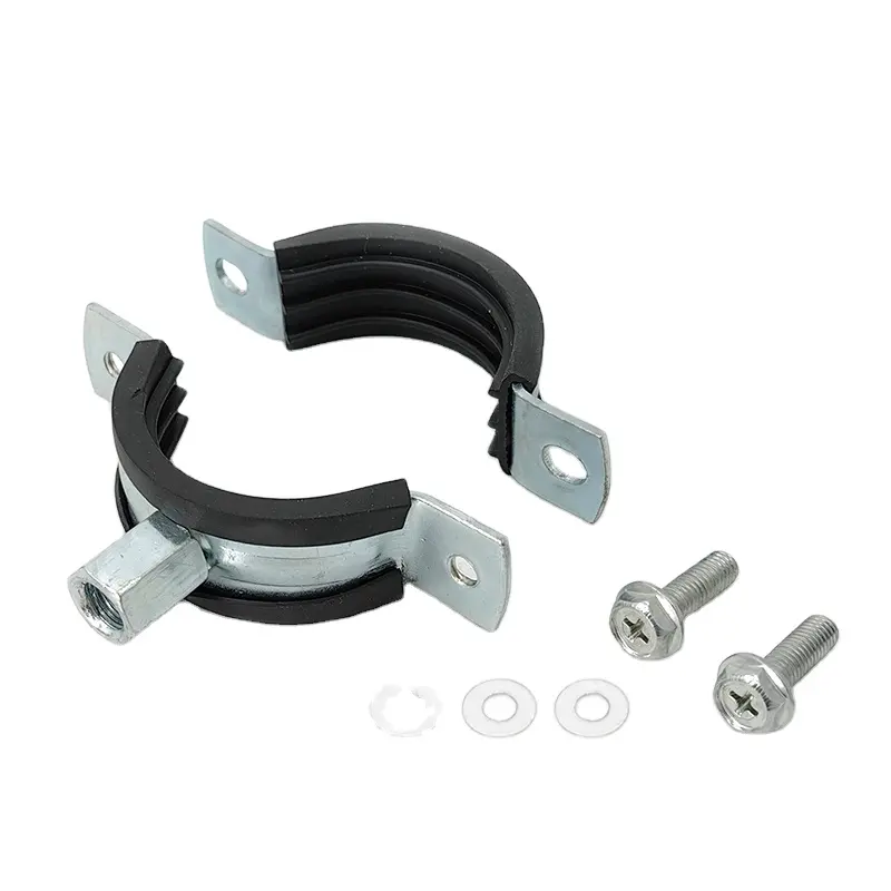 Pipe Bracket Clamps Zinc Plated Copper Hdpe Pipe Double Saddle Clamp Gi Saddle Clamp Lock Pipe Iron Saddle With Rubber Clips