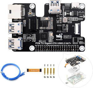 Cappello Aismartlink WAVESHARE PCIe to Gigabit Ethernet e USB 3.2 Gen1, compatibile con Raspberry Pi 5 Plug and Play - Product Image 1