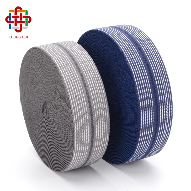 Factory 35CM Multicolor Stripe Webbing Knit Tape Twill Woven Cotton Strap Elastic Band for Sportswear Waistband Sofa Stretch