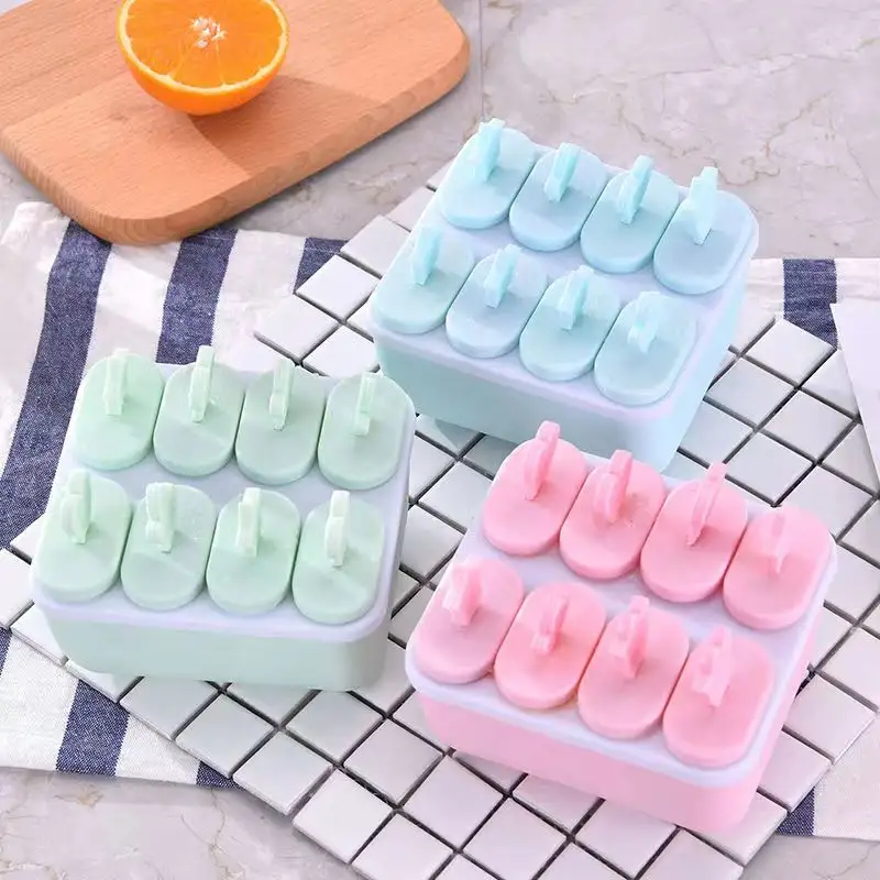 6/8 hücre dondurma kalıp buz dondurucu meyve Ice Cube Maker için el yapımı tatlı Popsicle kalıp kullanımlık formları