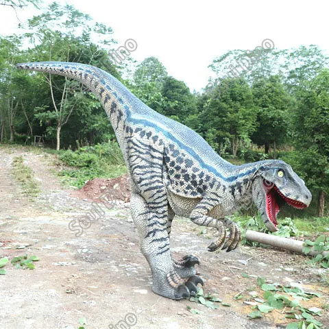 Disfraz de dinosaurio Animatronic de Halloween para parque de atracciones, disfraz de tamaño real para caminar, traje de dinosaurio Velociraptor realista