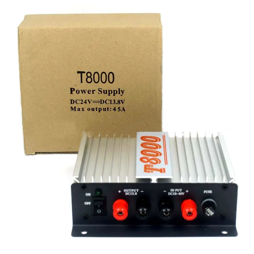 T8000 ट्रांसफार्मर 24V करने के लिए 13.8V 45A नियामक बिजली की आपूर्ति के लिए मोबाइल दो तरह रेडियो/कार रेडियो 18V-40V 13.8V 45A में बाहर